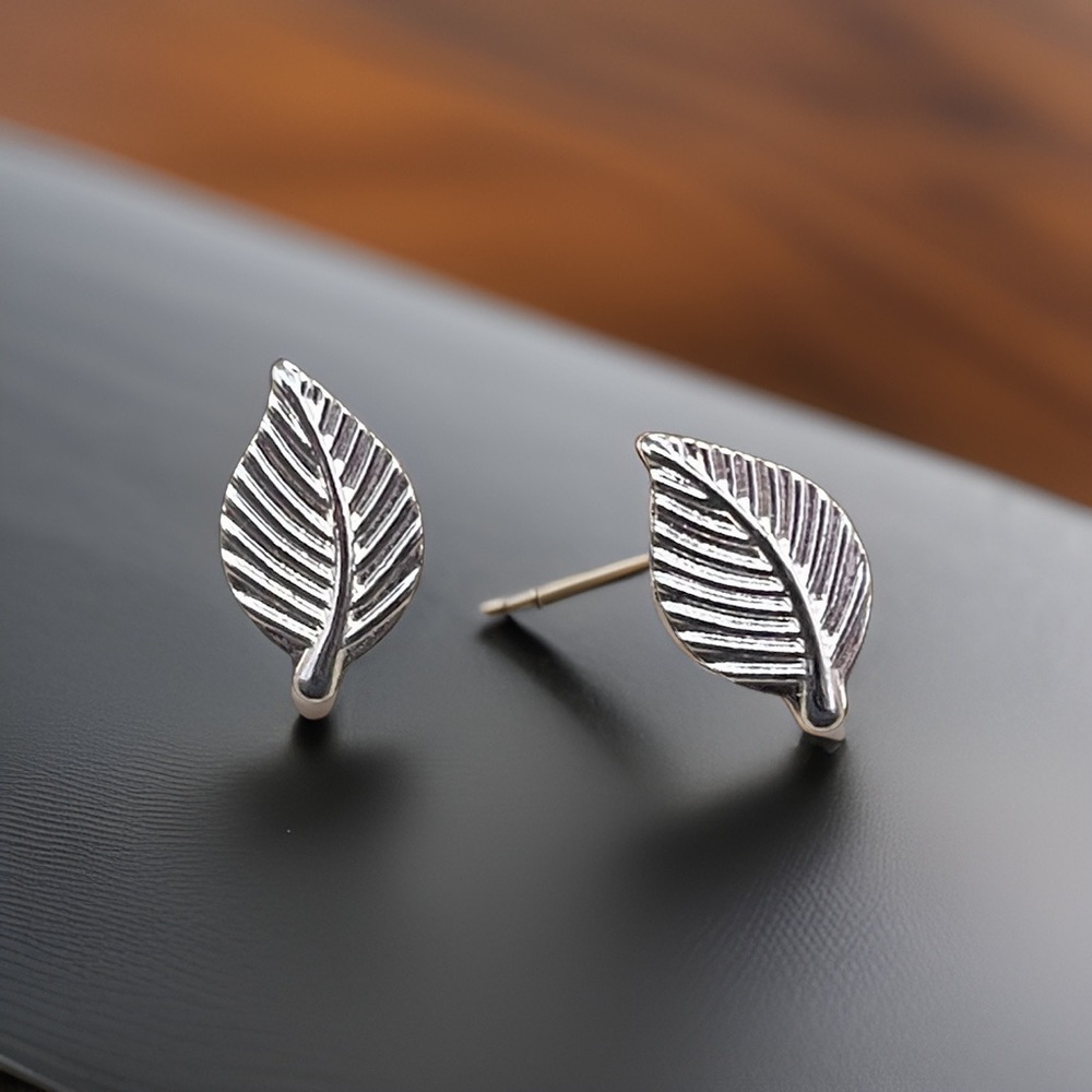Aspen Leaf Rose Gold Stud Post Earrings